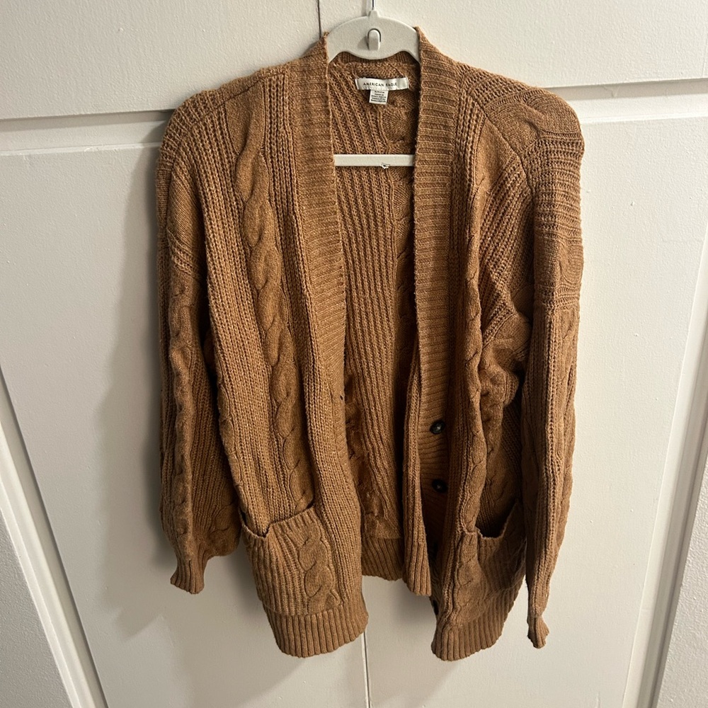 American Eagle Outfitters Tan Cable Knit Cardigan